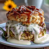 2. Tender, honey-kissed scones with dandelion petals, served warm and topped with rich clotted cream for a spring brunch.  