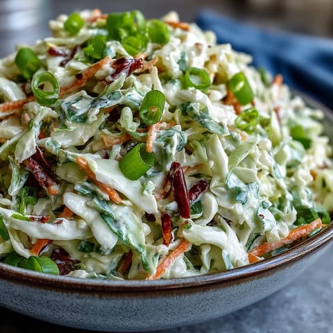 A bowl of the Best Cabbage Coleslaw served chilled beside grilled barbecue chicken at a sunny picnic table.