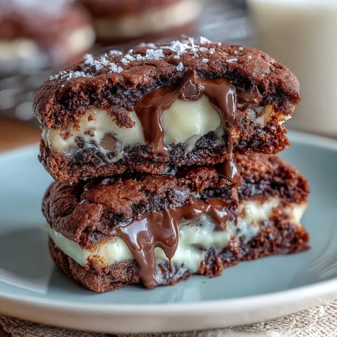 Dark chocolate vanilla cookies with rich cocoa and creamy white chocolate swirls.