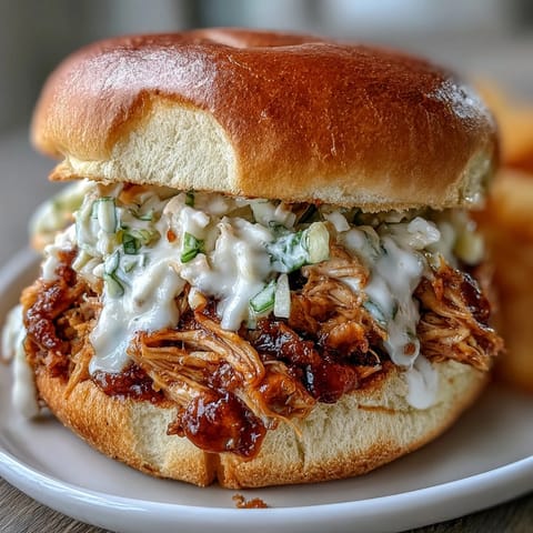 Juicy smoked pulled chicken sandwiches with creamy white BBQ sauce beckon.
