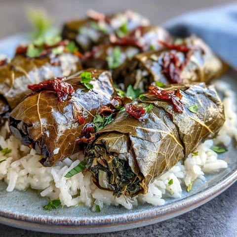 Tender Kurdish Dolma, glistening and perfectly rolled, ready to be enjoyed.
