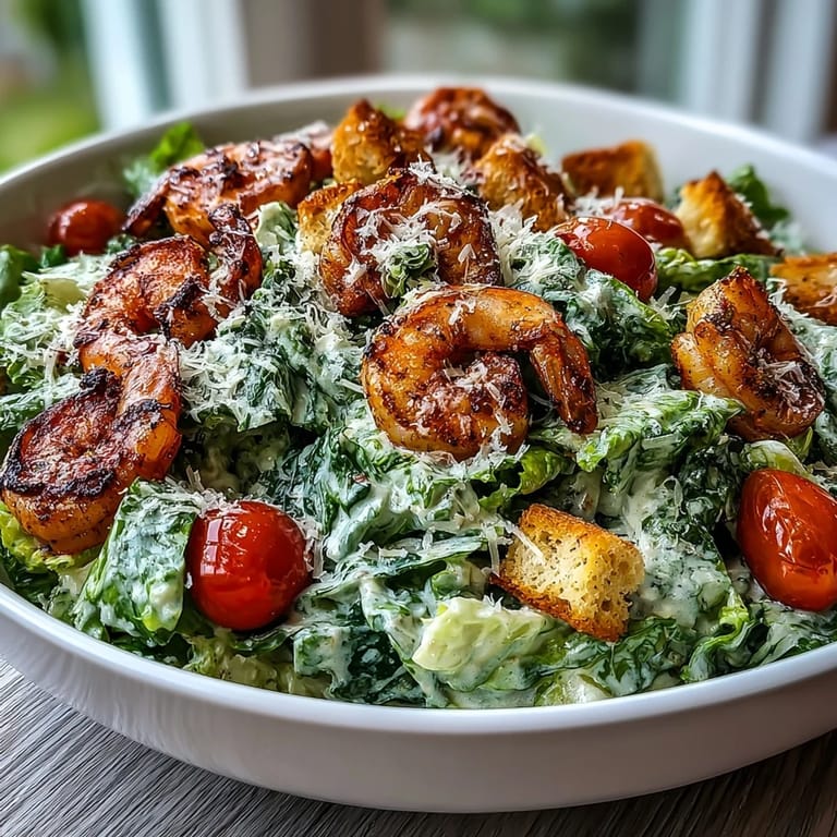 A crisp Romaine Caesar Bowl served with golden croutons and a drizzle of homemade dressing, ready to enjoy immediately.