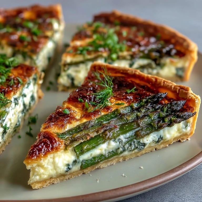Flaky, buttery pastry layered with tender asparagus spears and melted Gruyère, finished with chives for a bright, seasonal flavor.