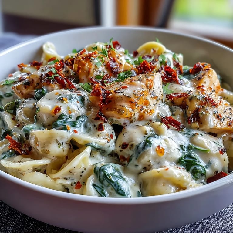 Tender chicken and orzo pasta in a zesty lemon sauce, with wilted spinach for a comforting one-pan meal.