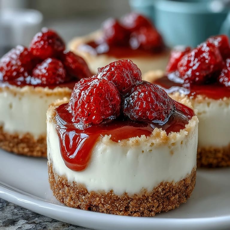 Bite-sized mini cheesecakes in mini muffin liners, topped with colorful fruit preserves
