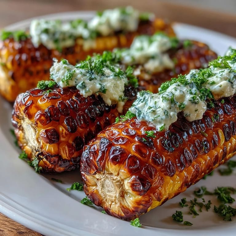 Buttery grilled corn in foil, seasoned with fresh herbs and served hot off the grill.