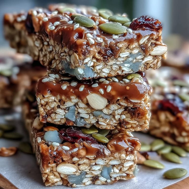 Wholesome Nut-Free Granola Bars with Honey and Oats: a portable, chewy snack loaded with seeds, dried fruit, and a hint of cinnamon.
