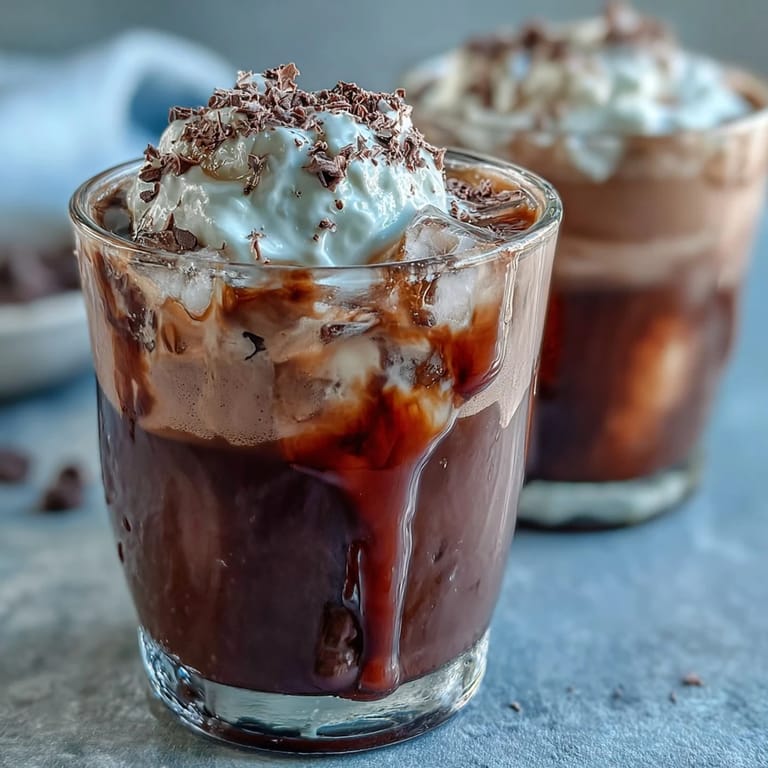 Indulgent chocolate cream cold brew topped with rich cocoa and served over ice for a decadent treat.