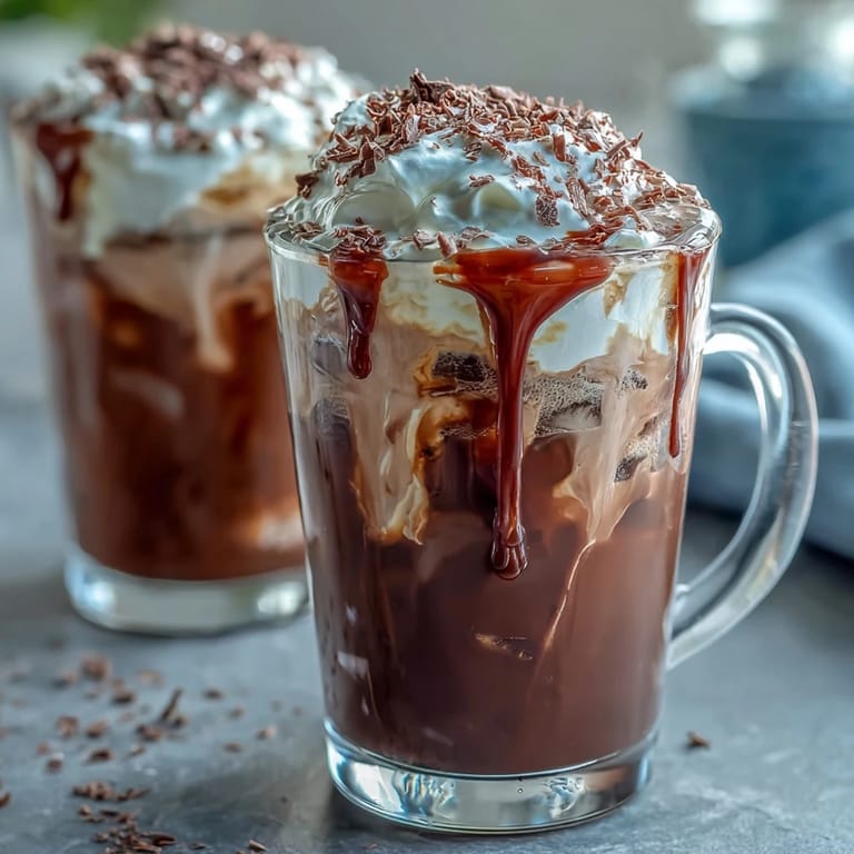 Velvety chocolate cream cascades over cold brew coffee, creating a luscious and refreshing layered drink.