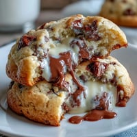 Cadbury Egg Stuffed Chocolate Chip Cookies with gooey melted centers and rich chocolate chips.