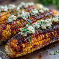 Juicy corn on the cob grilled in foil with fragrant herb butter, ready for a summer BBQ.  
