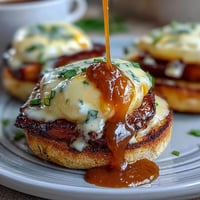 Classic Eggs Benedict with Hollandaise sauce, featuring perfectly poached eggs and Canadian bacon atop toasted English muffins, ready for a special brunch.