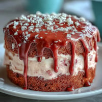 Decadent Bridal Shower Rosé Velvet Cake with shimmering gold drips.